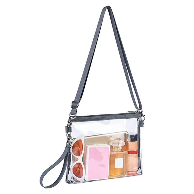 

Women Clear Shoulder Bag Transparent PVC Crossbody Bag Waterproof Sports Storage Bag Simple Purse Zero Wallet Casual Handbag