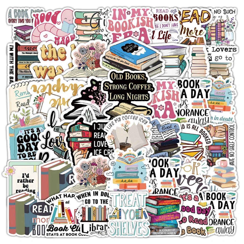 10/30/50PCS Cute Cartoon Reading Book Graffiti Stickers Decals Laptop Notebook Phone Fridge Cartoon Stationery Sticker Kids Toys