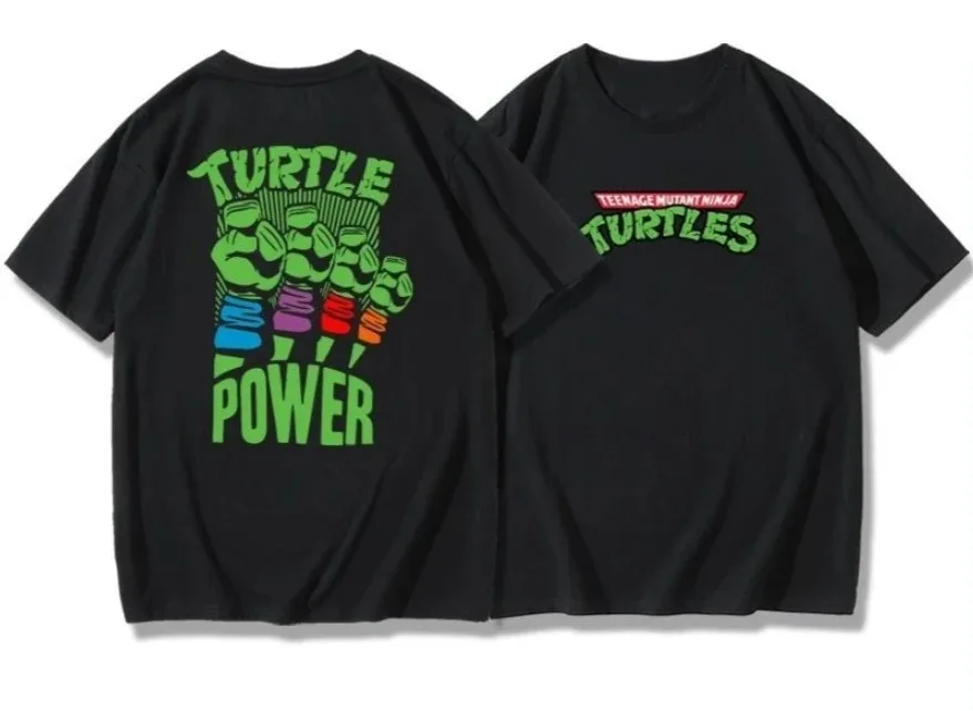 2026 Summer Fashion Hot Selling New Cartoon Anime Ninja Turtle Pure Cotton Round Neck T-shirt for Men Summer Loose Half Sleeved view 2