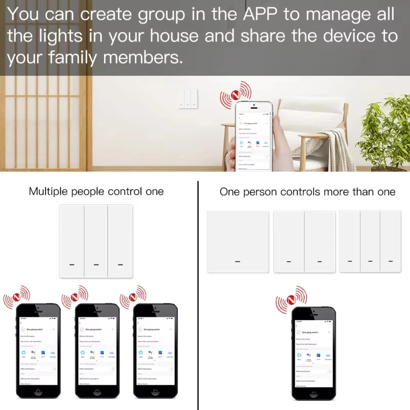 Умный выключатель света Tuya ZigBee, не нейтральный провод, конденсатор не требуется, приложение Smart Life 1/2/3 Gang, умный дом через Alexa Google Home