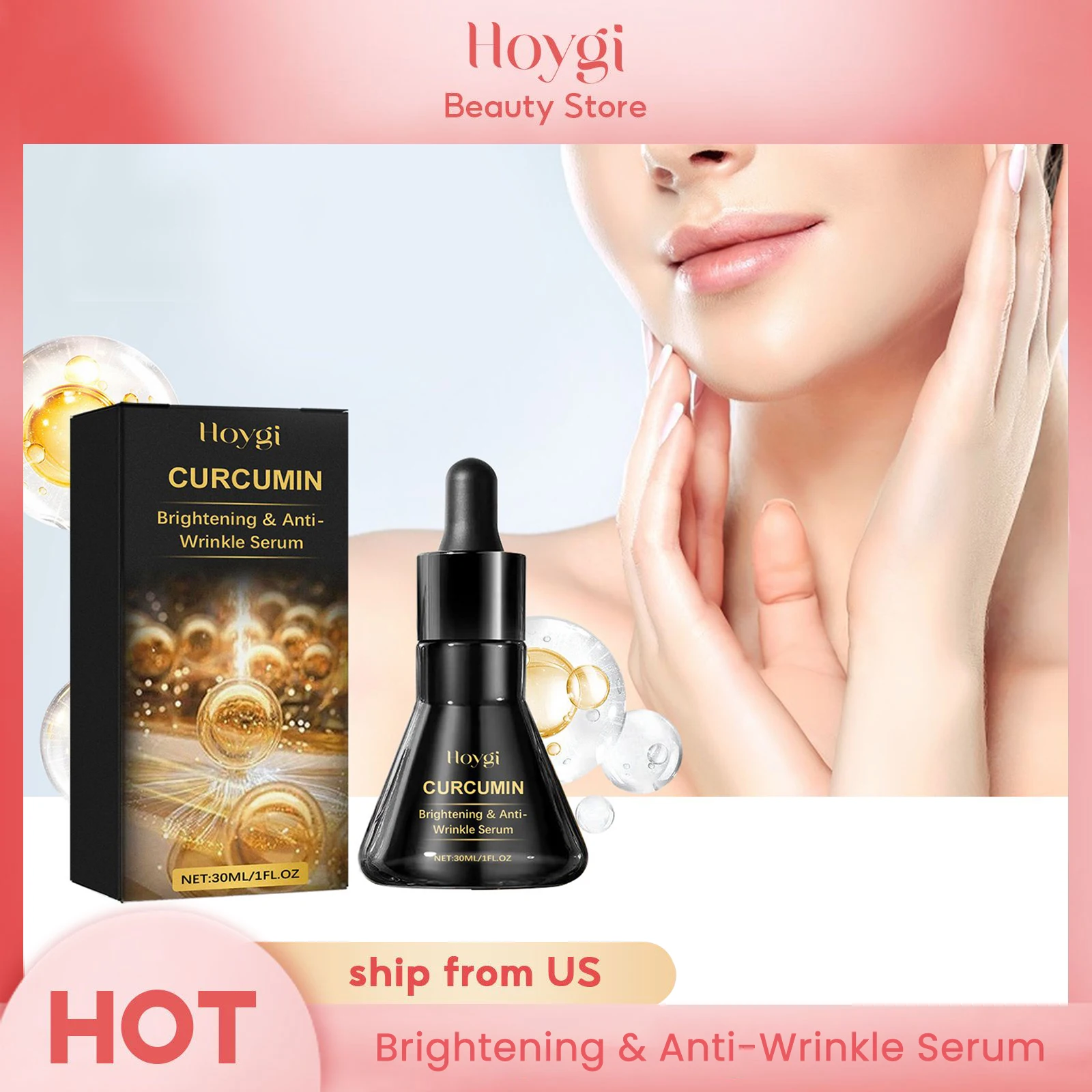 Anti Aging Moist Firm Serum Reduce Dark Spots Dark Yellow Cream Smoothing Fine Lines Curcumin Brightening & Anti-Wrinkle Serum