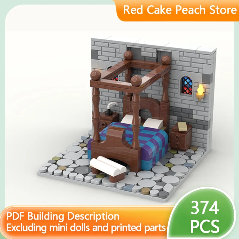 Straßenansicht-Modell MOC Bausteine Schlafzimmer mit Himmelbett Modulare Technologie Kinder-Urlaubsgeschenke Zusammenbaubares Spielzeug-Set