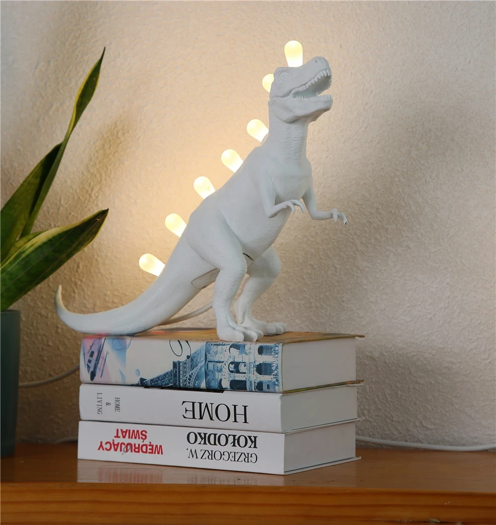 Imagem -05 - Resina Dinosaur Table Lamps para Quarto Dinossauro T-rex Lâmpadas Led Desk Home Art Decor Luminária Bron