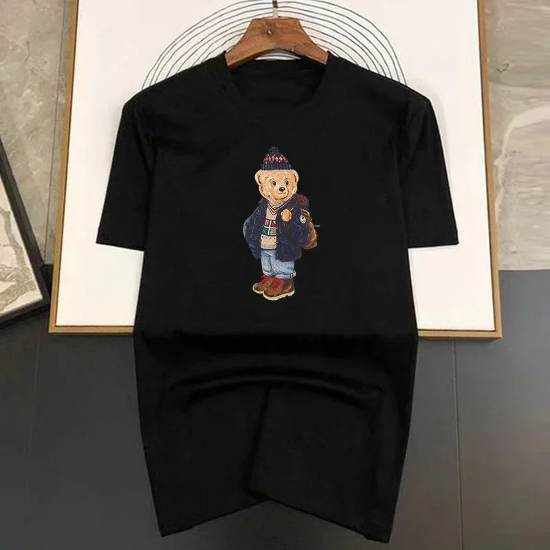 Summer Lnxury Brend 100%Cotton Short Sleeve T-Shirt For Man Humanoid Bear Print Basic Tee Shirts Oversized S-7XL Tops Mans