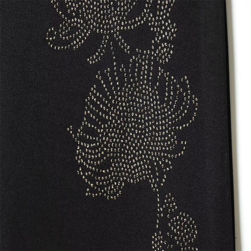 Elegant Black Sleeveless Midi Dress with Floral Rhinestone Embroidery for Evening Party