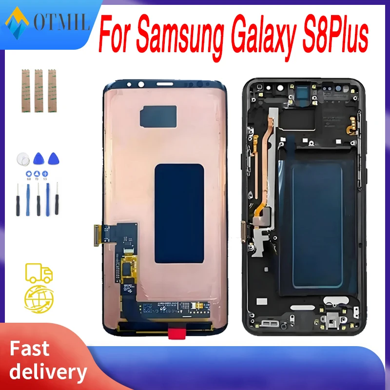 AMoled Quality S8 Plus Display For Samsung S8+ LCD Display Touch panel Digitizer G955 G955F G955fd G955F G955 Screen With Frame