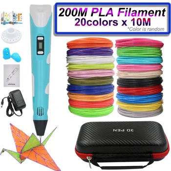 子供用3Dプリントペン、LCDスクリーン付き3Dペン、200M PLAフィラメント付き、収納ボックス付き、子供の誕生日クリスマスDIYギフト