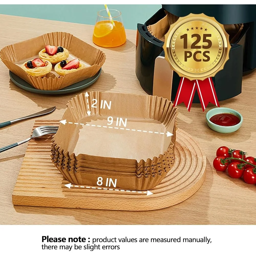 9 Inch Disposable Air Fryer Liners 125PCS Non-Stick Oil Proof High Temperature Resistant Baking Paper Cooking Appliances