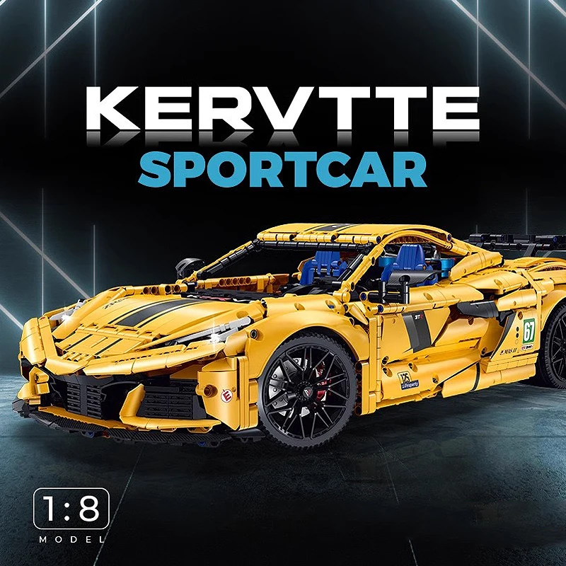 Guly 10622 MOC Technical Vehicle Super Sportcar C8 Model Building Blocks Bricks Diy Puzzle Toy Birthday Gifts For Kids