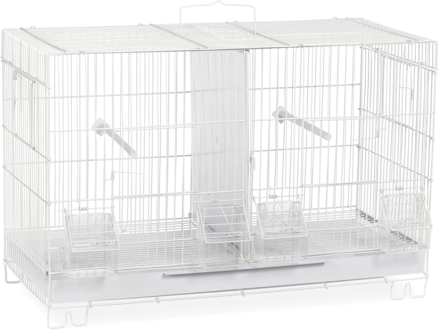 

Compact White Bird Breeder Cage for Finches and Canaries, Stackable Design with Nest Box