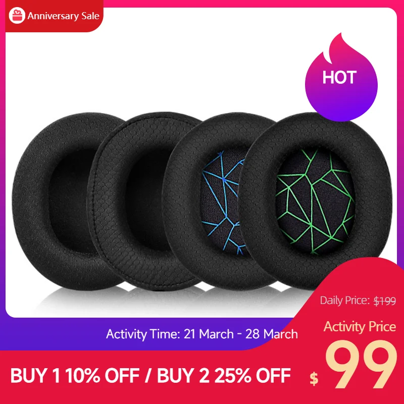 Ivinxy 1 pair For SteelSeries Arctis 1 3 5 7 9 Gaming Headset Foam Earpads Ear Pads Sponge Cushion Replacement Elastic Earmuffs