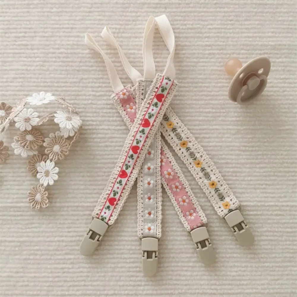 

Ethnic Style Baby Cloth Pacifier Chain Embroidery Floral Adjustable Soother Holder Dummy Clips Teether Toys Straps