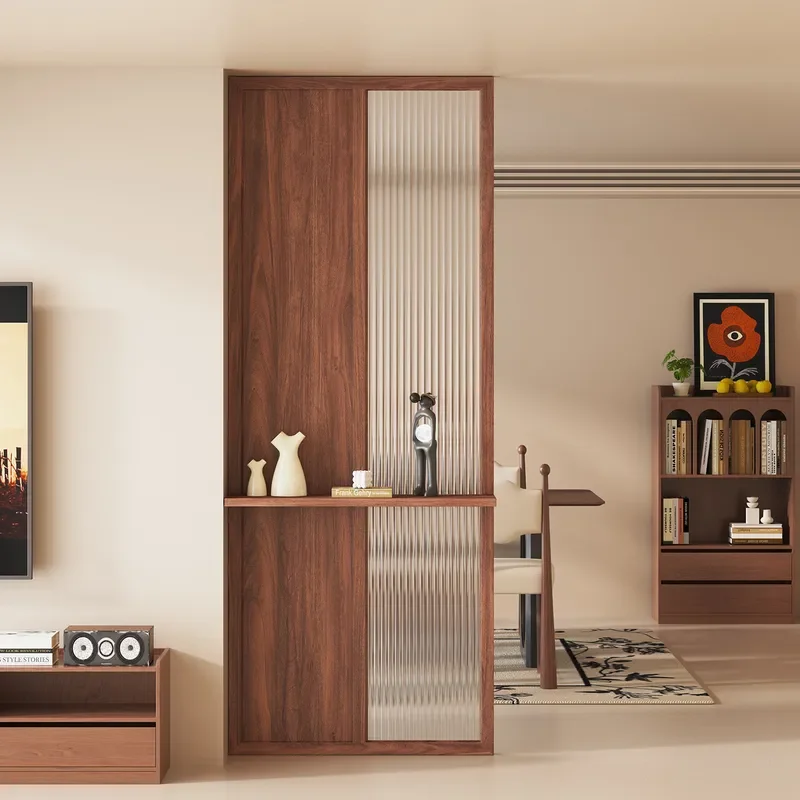 for New Chinese Style Medieval Song Dynasty Aesthetics Living Room Changhong All Solid Wood Glass Screen Partition for