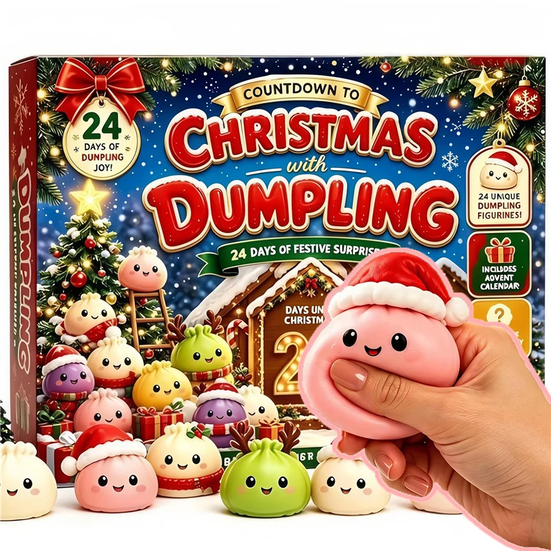 Christmas Dumpling Advent Calendar 24Pcs Mini Squishy Toy Squeeze Stress Relief Fidge Mystery Surprise Gift Box Festival Gift