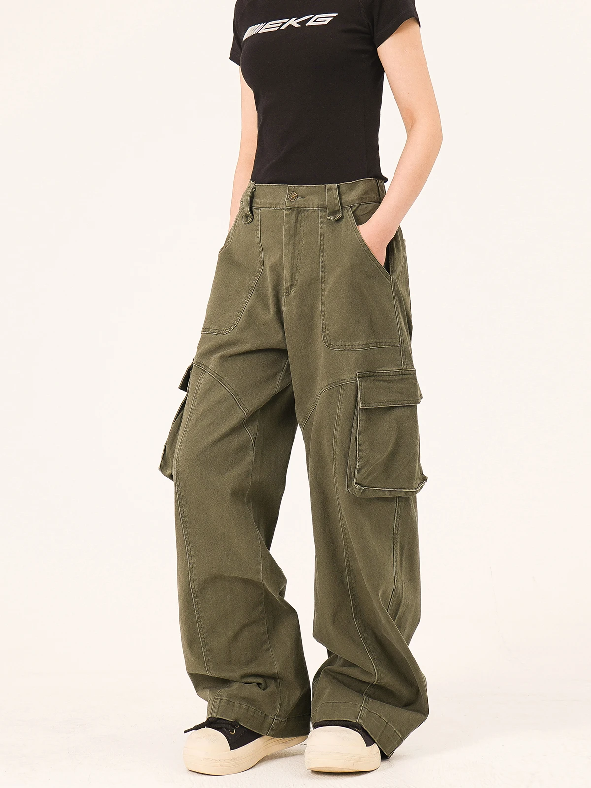 

American Retro Military een Waed ket Work Pants Straight Leg Slimming Casual Trousers for Men And Women Logging Sle