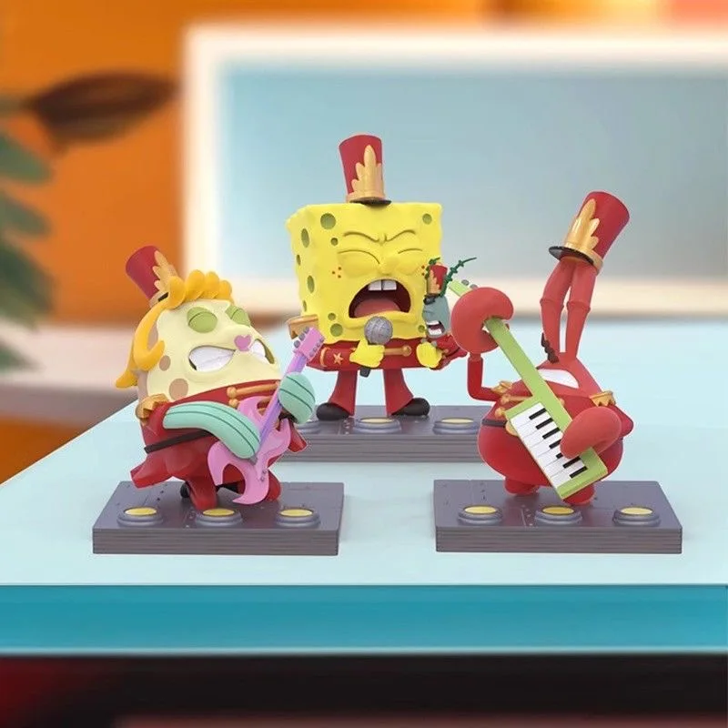 최고의 새로운 정통 MightyJaxx SpongeBob SquareP 밴드 나이트 블라인드 박스 Collectible Figure 장식 액션 장난감 피규어 모델 완구