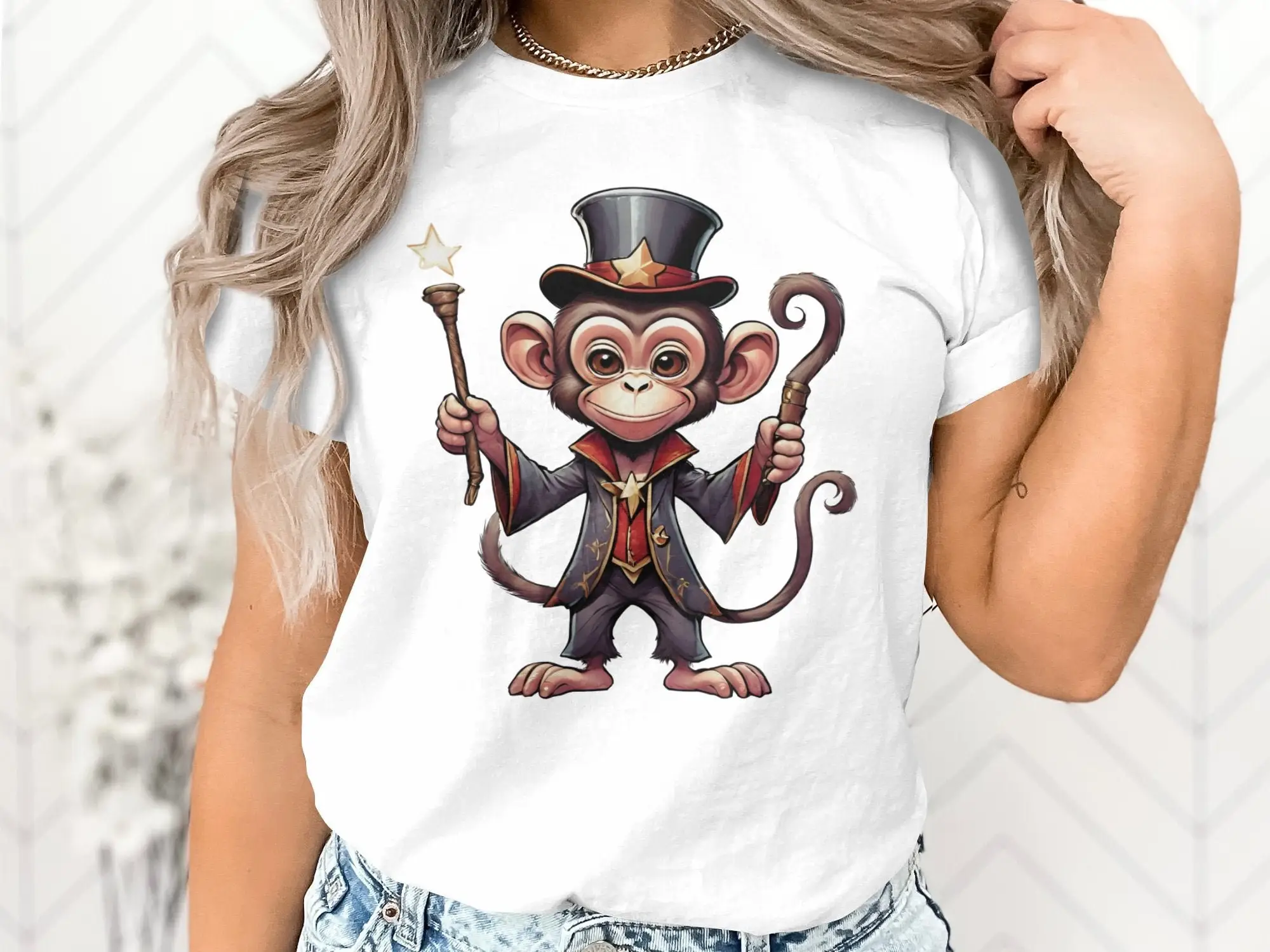 Funny Magician Monkey Magic Illusionist Kids T Shirt Farmer Birthday Holiday