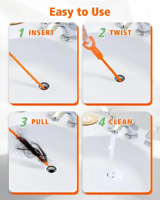 Drain Clog Remover Pipe Cleaner Drain Cleaner Dehairer Hair Drain Unclogger Pipe Cleaning Tool for Bathroom Sinks Shower Bathtub 4