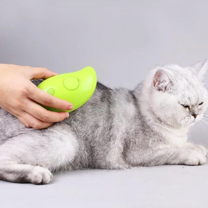 Brosse à vapeur électrique pour chat, spray d'eau, peigne pour animaux de compagnie, épilation en silicone souple, brosse à cheveux de bain, fournitures de toilettage