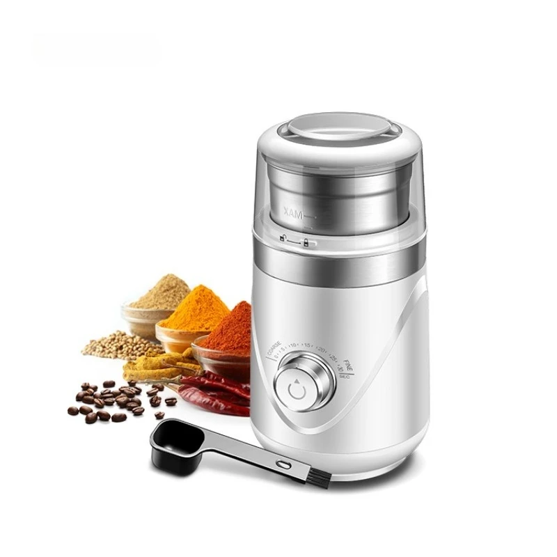 

Noise 63 dB Capacity 70g Burr Grinder 150W Stainless Steel Blade Timing Knob and Self-Locking Switch Electric Coffee Grinder