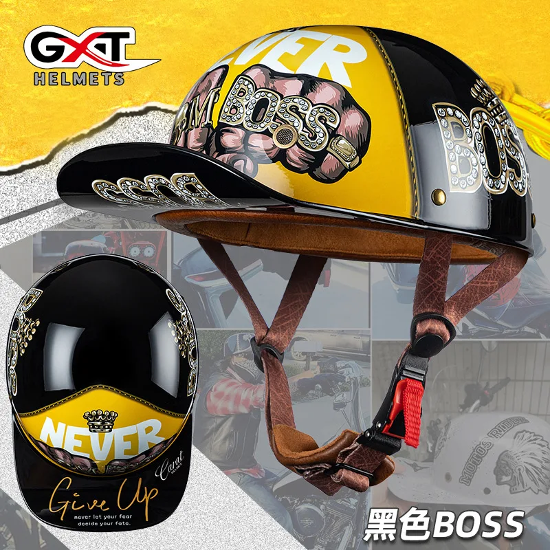 

Vintage Scooter Chopper Half Helmets Japan Korea Open Baseball Cap Motorcycle Helmet Gangster High Quality Riding Casque Moto