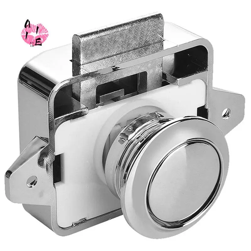 A11E-Keyless RV Push Cabinet Locks Cabinet Door Catches Locks Cupboard Door Motorhome Cabinet Camper Caravan Latch Knob