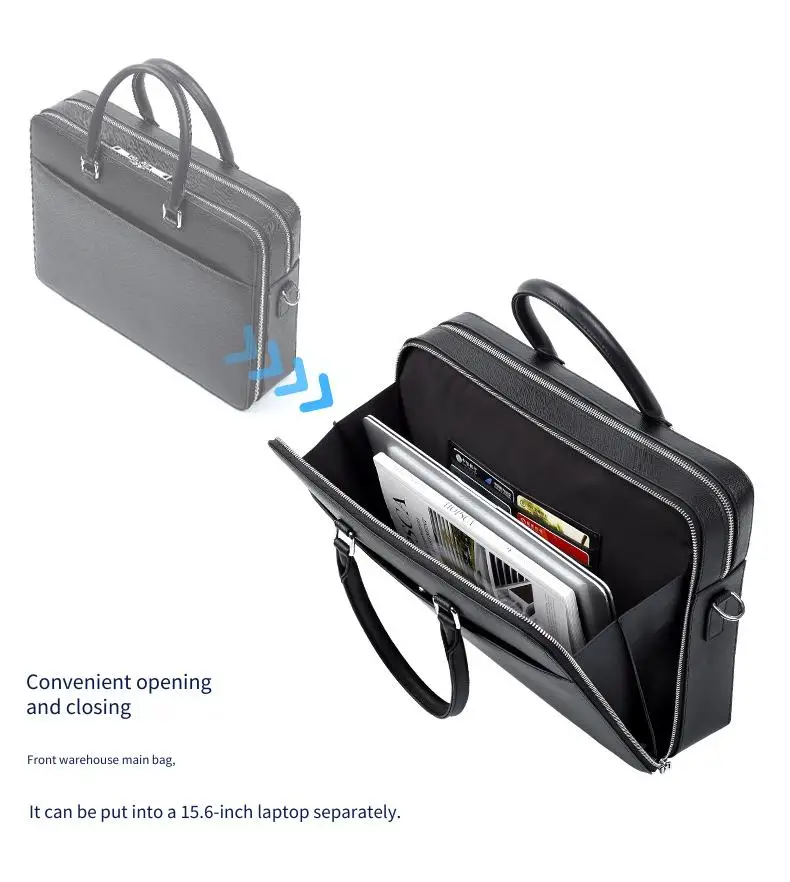 Echtleder Herren-Aktentasche Rindsleder Business Multifunktionale Laptoptasche Große Kapazität Handtasche – Detail 14