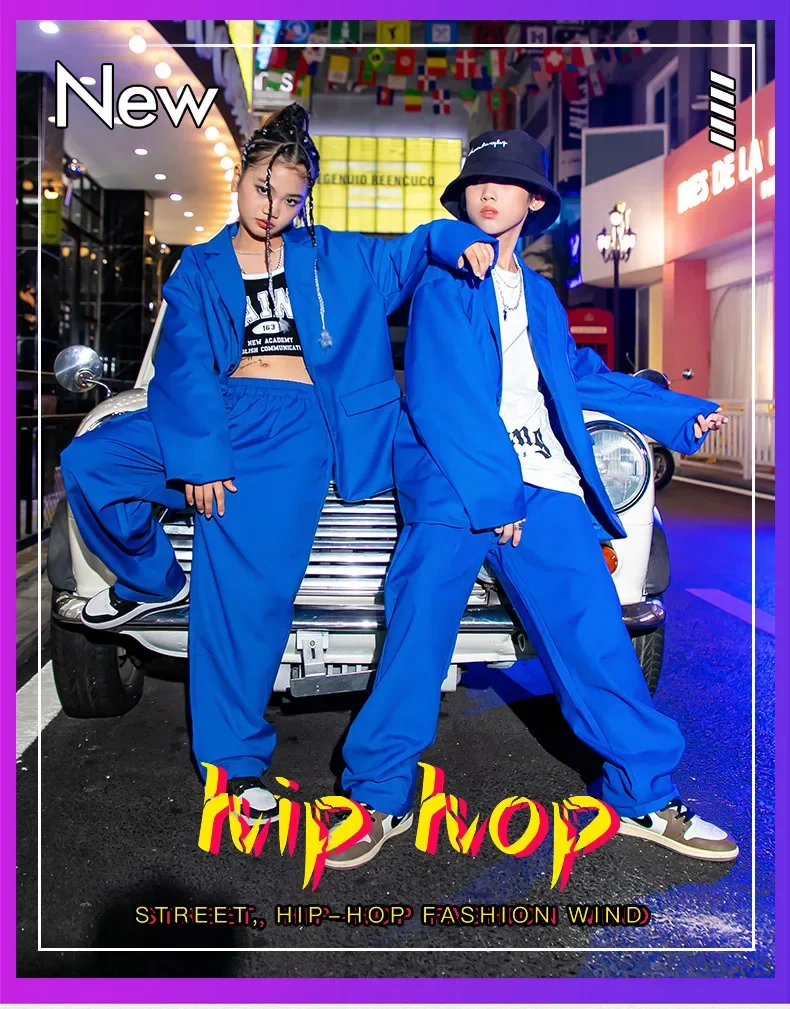 Kinder Jazz Hip Hop Street Dance Kostüme 3-teiliges Bühnenoutfit für Jungen Mädchen Kinder Tanzshow-Kleidung Größe 120-180cm – Detail 1