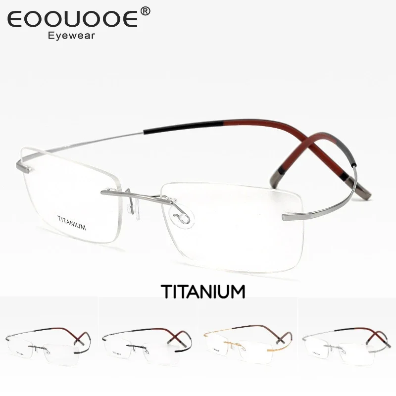 EOOUOOE Pure Titanium Eyeglasse Reading Glasses Frame Design Myopia Hyperopia Eyewear Prescription Men's Optics