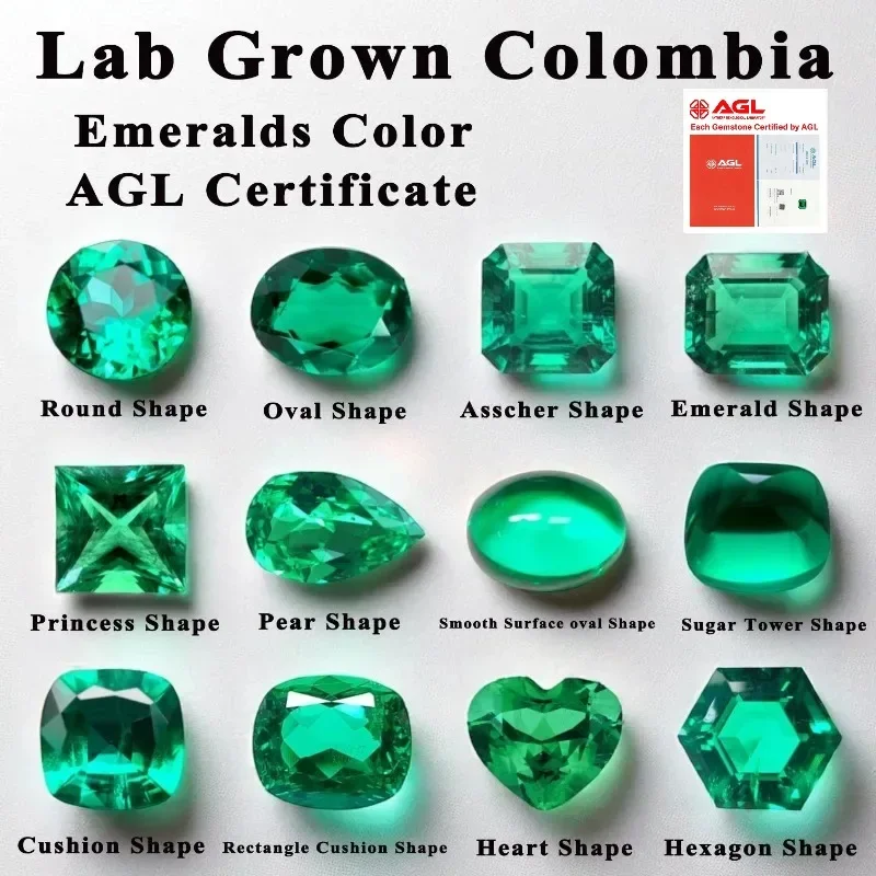 

Lab Grown Colombia Emeralds Gemstone for DIY Jewelry Making Inlay Rings Pendant Earrings Materials with AGL Certificate
