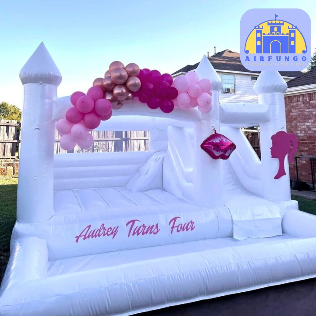 15x13ft Inflatable White Bounce Houses With Slide And Ball Pit White Bounce Castle Air Bouncer Combo  Customization