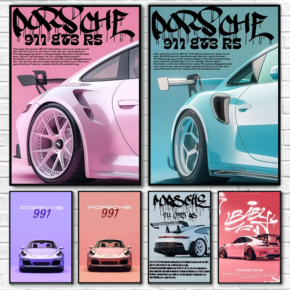 Luxury Classic Latest Sports Car 911 GT3 RS Poster Paper Print Home Living Room Bedroom Entrance Bar Cafe Art Painting Decoratio