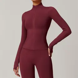 Seamless Long Sleeve Sports Jacket Women Zip Fitness Yoga Shirt Gym Top Activewear Running Coats Workout Clothes For Cycling