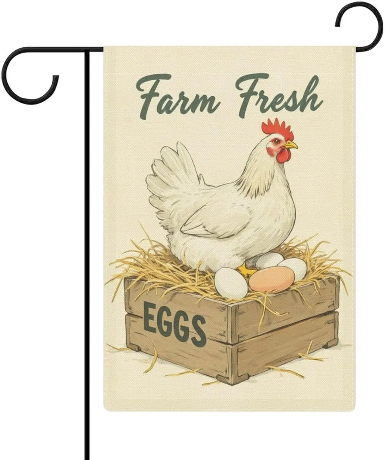 Farm Fresh Egg, Farmhouse Decorations Garden Flag, 12 X 18 Inch Double Sided Garden Flag for Yard Outside Decoration HHJ LLG