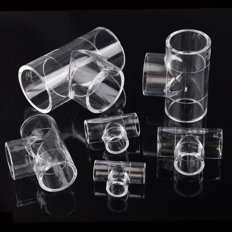 16~50mm Acrylic Tee Connector Garden Watering Irrigation Transparent 3-Way Water Tube Joint Aquarium Fish Tank Adapter DIY Shelf