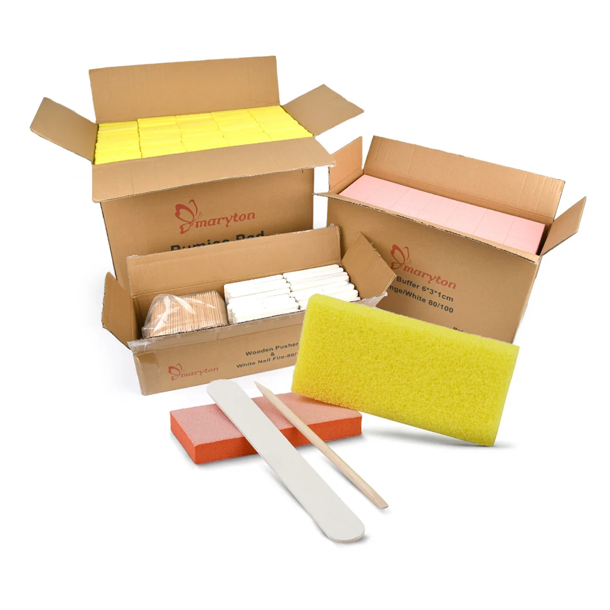 4*800Pcs Packaged Separately Nail File Buffer Pumice Stick 4 Pcs Manicure Kit Pedicure Set for Beauty Salon
