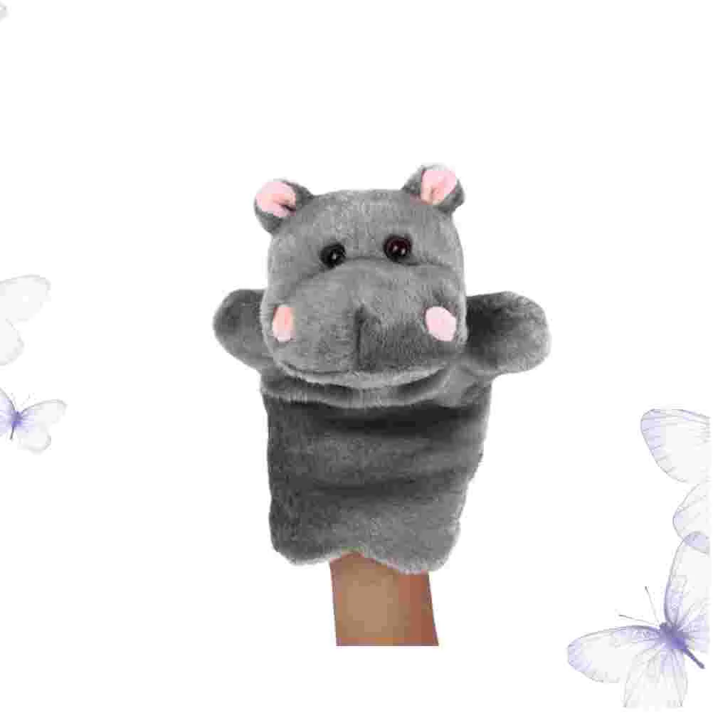 1PC Hippo Toy Plush Hand Puppet Story Telling Prop Role Play Accessory Party Favor for Parent Child (Dark Grey)