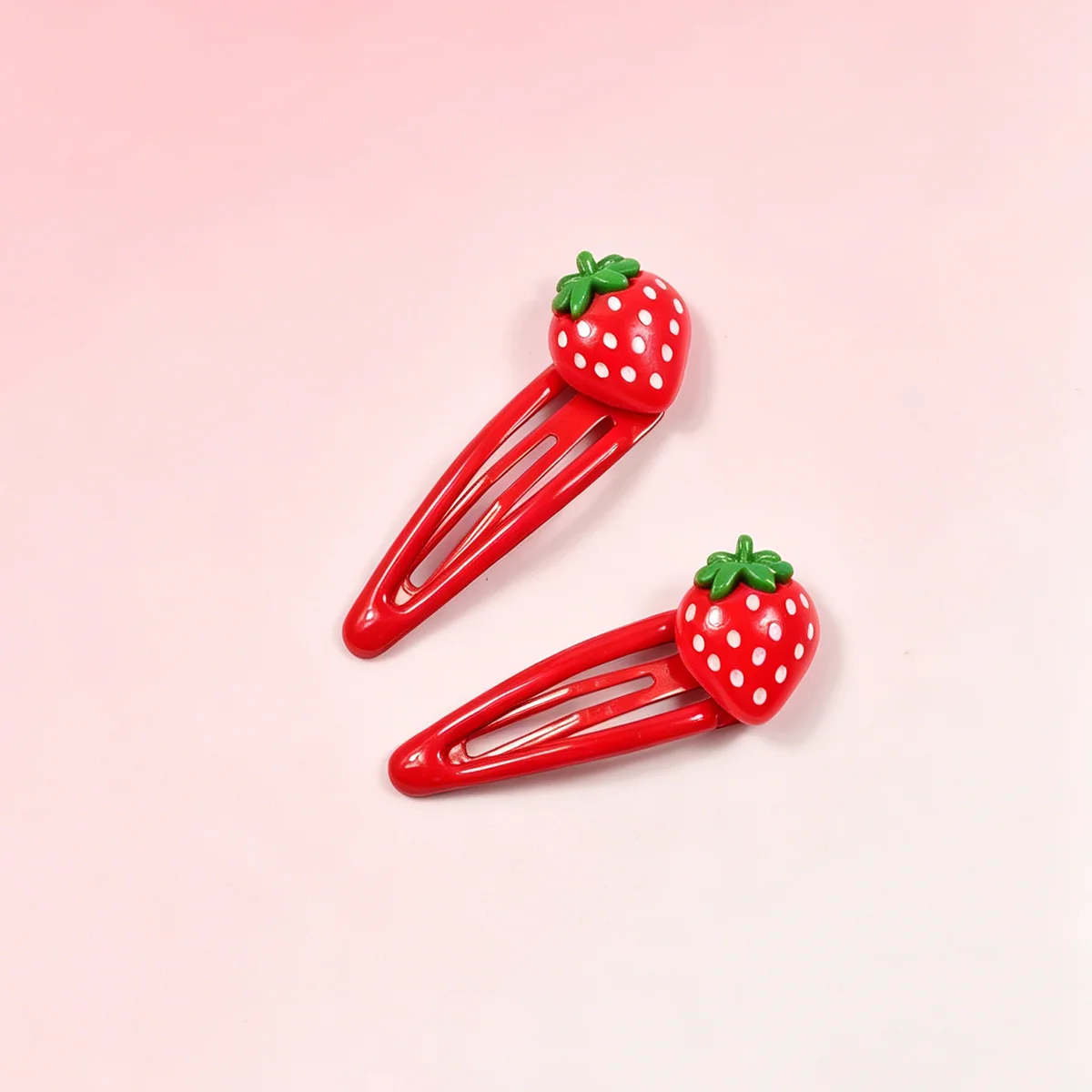 6-Piece Set Cartoon Red Strawberry Hair Clips Ladies' Side Bangs & Fringe Styling BB Hair Clips Stylish Red Waterdrop Design