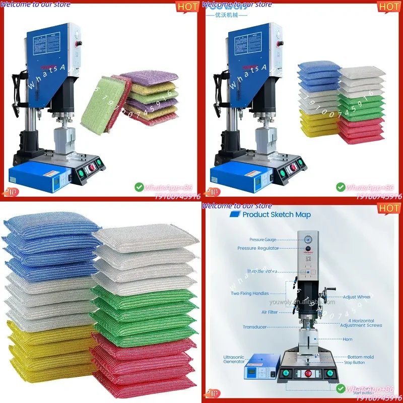

CE Certificate Factory Price Kitchen Dish Cleaning Wash Sponge Ultrasonic Welding and Cutting Machine Dishwashing Cloths Make