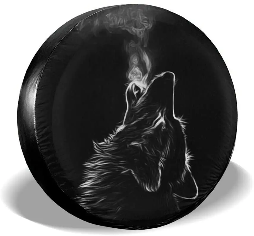 

Black 3D Wolf Spare Tire Cover Waterproof Dustproof Sun Wheel Tire Cover for , Trailer, RV, SUV Vehicle Anime Tire Cover