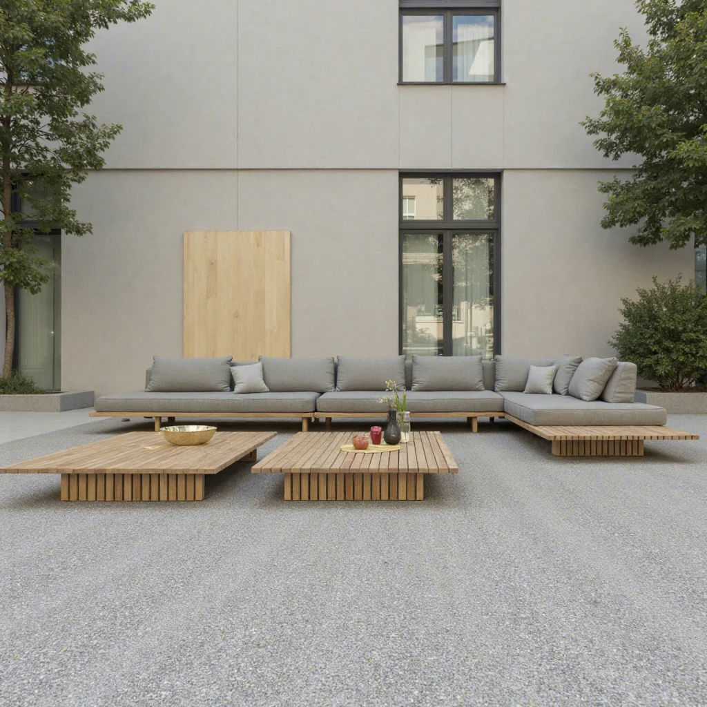 New Design All Weathered Garden Furniture Teak Wood Couch Outdoor Sofa Set