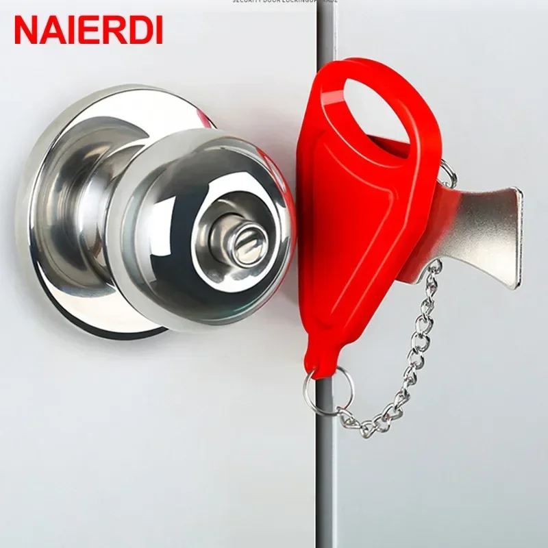 Naierdi Draagbare Hotel Deur Lock Kindveilige Deur Lock Anti-Diefstal Slot Voor Beveiliging Huis Veiligheidsslot Deur hardware