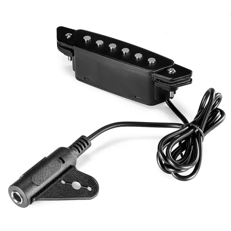 SH-85 Black 6 Hole Soundhole Pickup with Active Power Strap End-Pin Jack for Acoustic Guitar