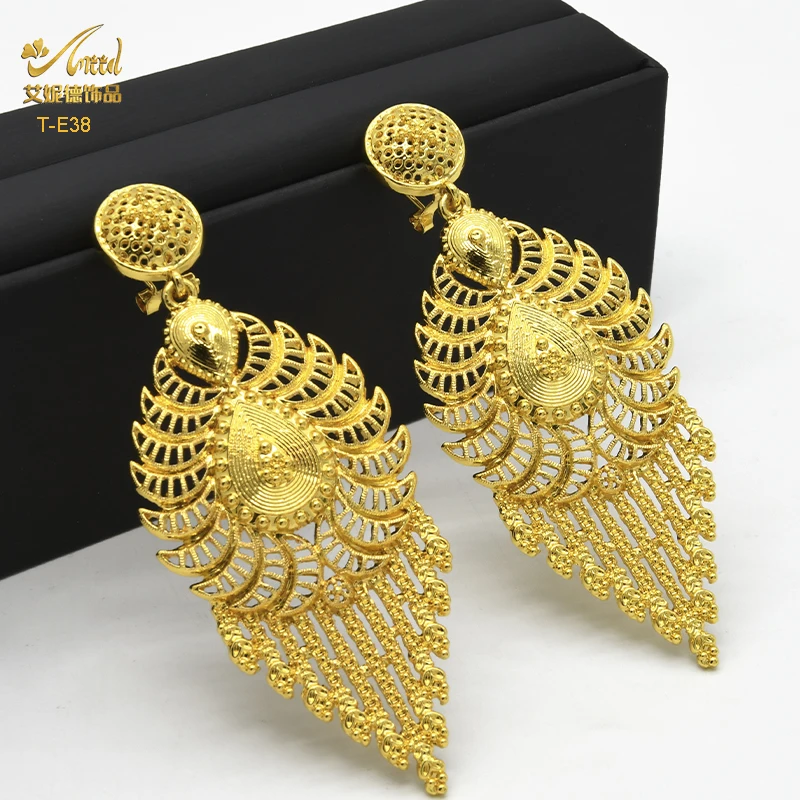 ANIID Dubai Big Earrings Fashion Tassels Stud Earrings For Girls Women Arabic Charm Pendant Earrings Wedding Party Jewelry Gifts