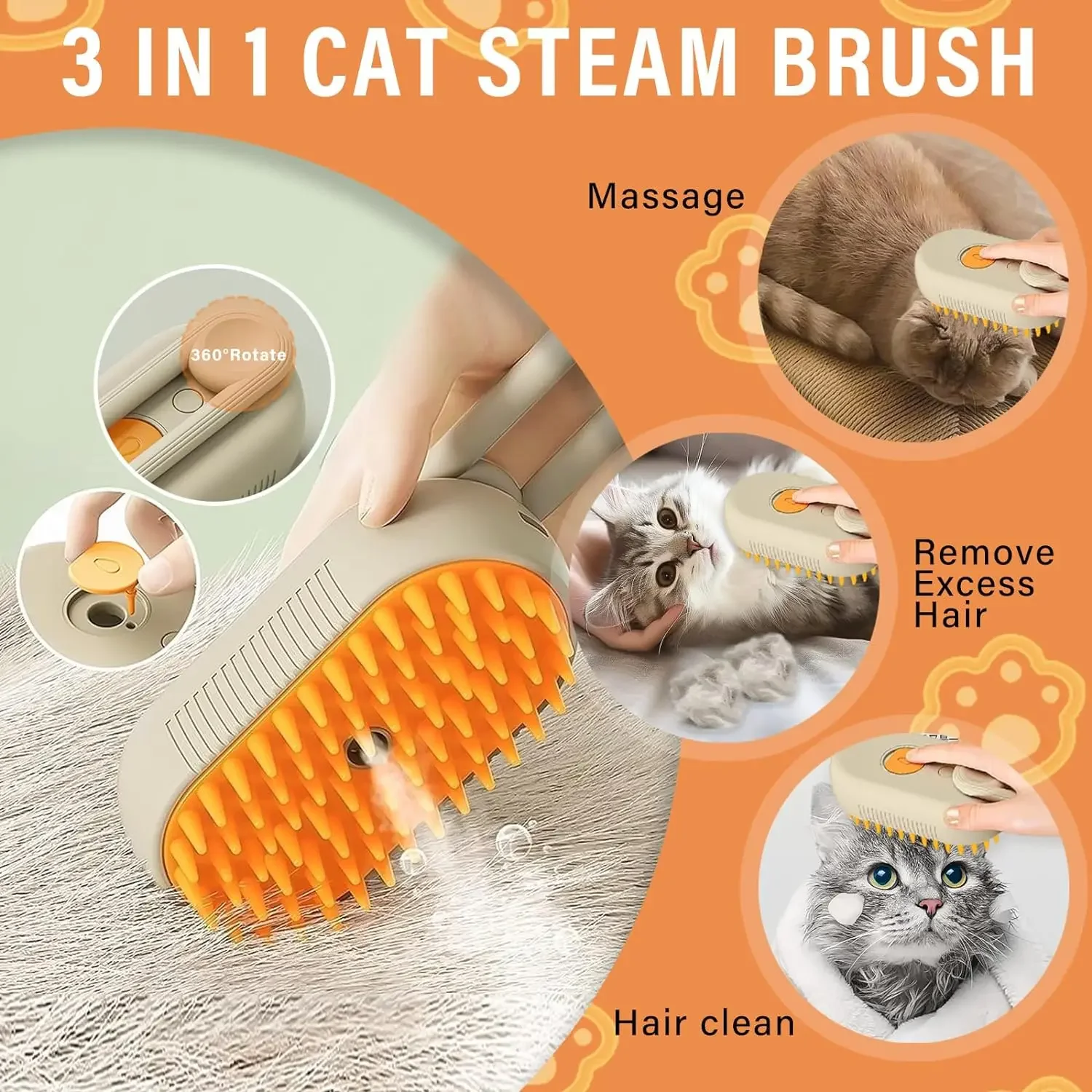 3 in 1 Pet Dog Cat Brush Cat Steam Brush Comb Dog Brush Electric Spray Cat Hair Brushes Massage Pet Grooming Hair Removal Combs