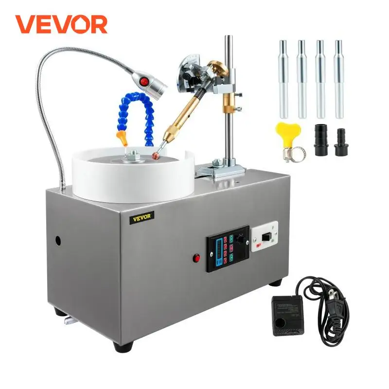 VEVOR 180W Gem Faceting Machine con manipolatore sfaccettato Led Light Water Pump 2800RPM Flat Gemstone Processing Jade Angle Polisher
