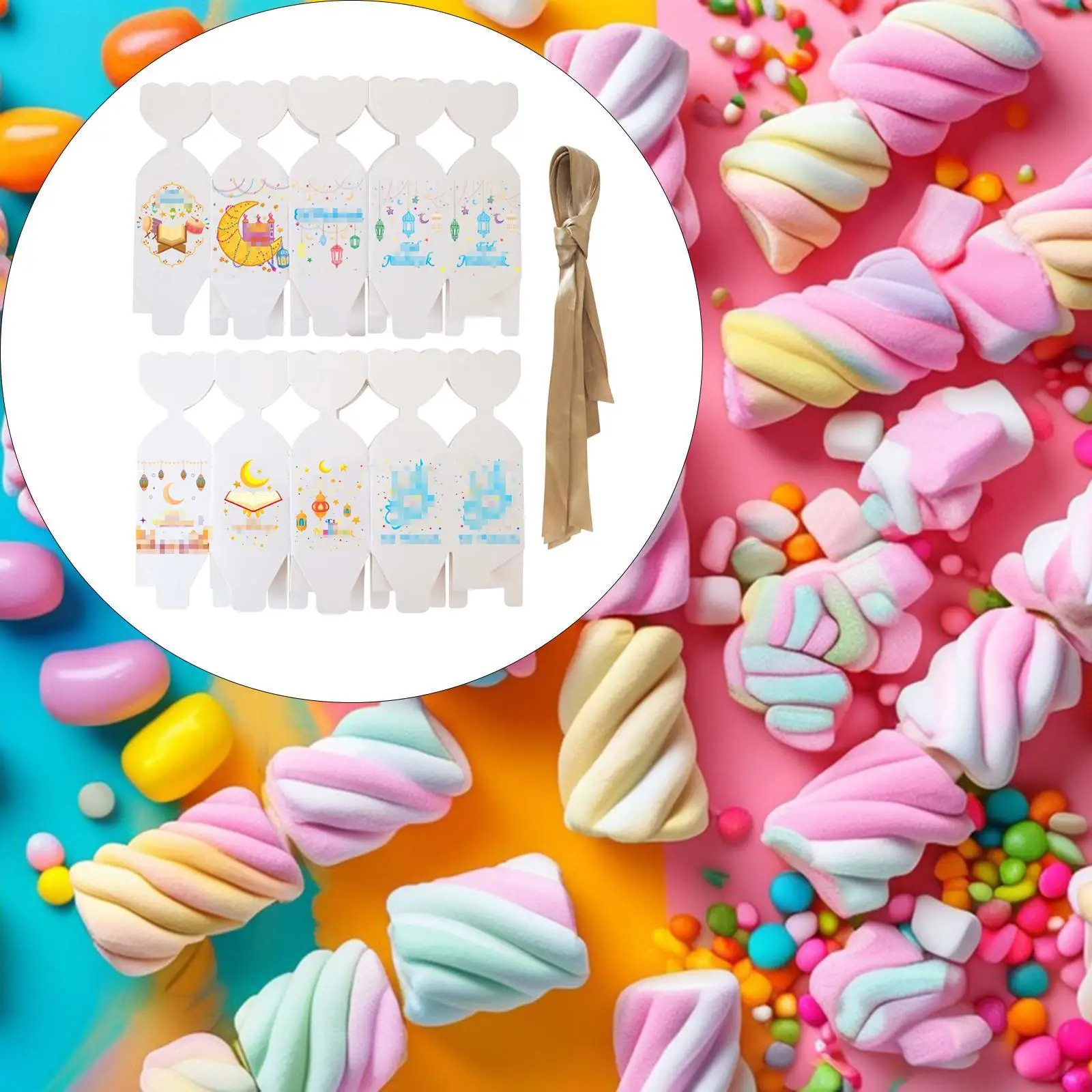 Ramadan Calendar Gift Boxes with Ribbon Festive Paper Candy Treat Boxes for Home Celebrations Cupcakes and Holiday Packing
