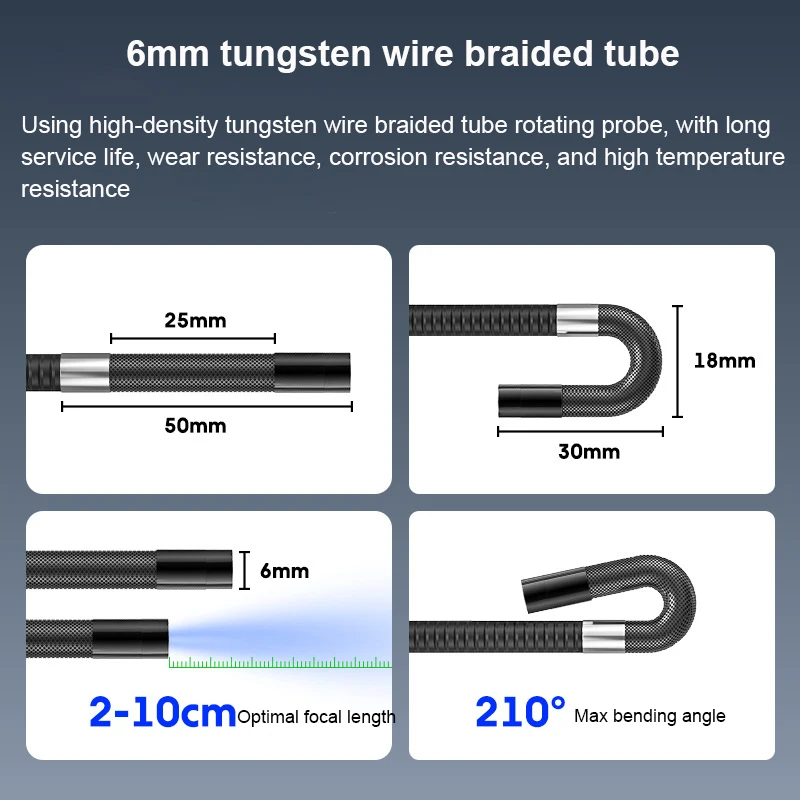 6mm 720 Degrees All Way Steering Industrial Endoscope for Car Pipe Inspection Sewer Camera Borescope With 5 Inch HD Scree