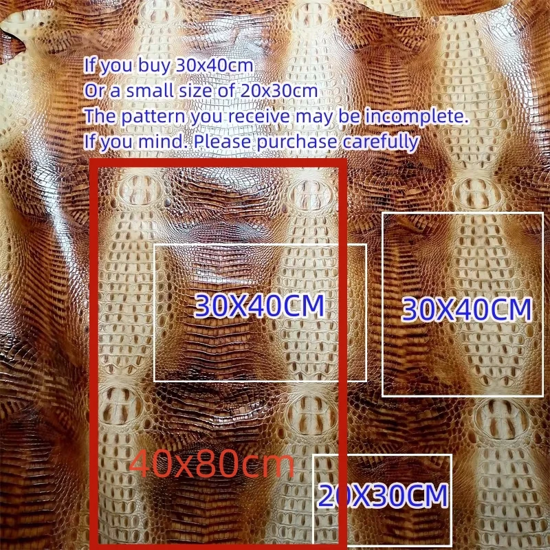 0.9/1mm Two-Tone Alligator Cowhide. First Layer Leather. Real Leather Fabric. Handmade DIY For Styling Bags. Full-Sheet Cutting