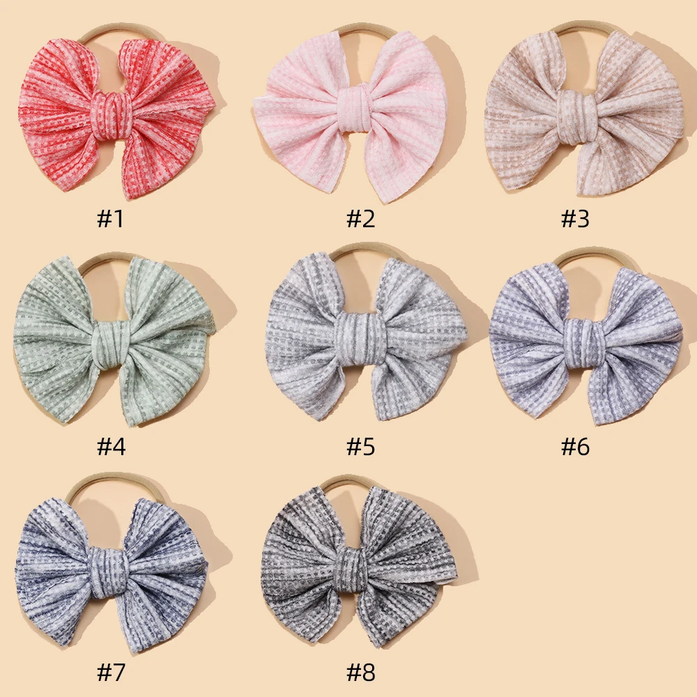 24pc/lot 4.7inch Cotton Striped Bowknot Baby Nylon Headband Girls Soft Elastic Hairbands Infant Headwear Baby Girls Hair Clips